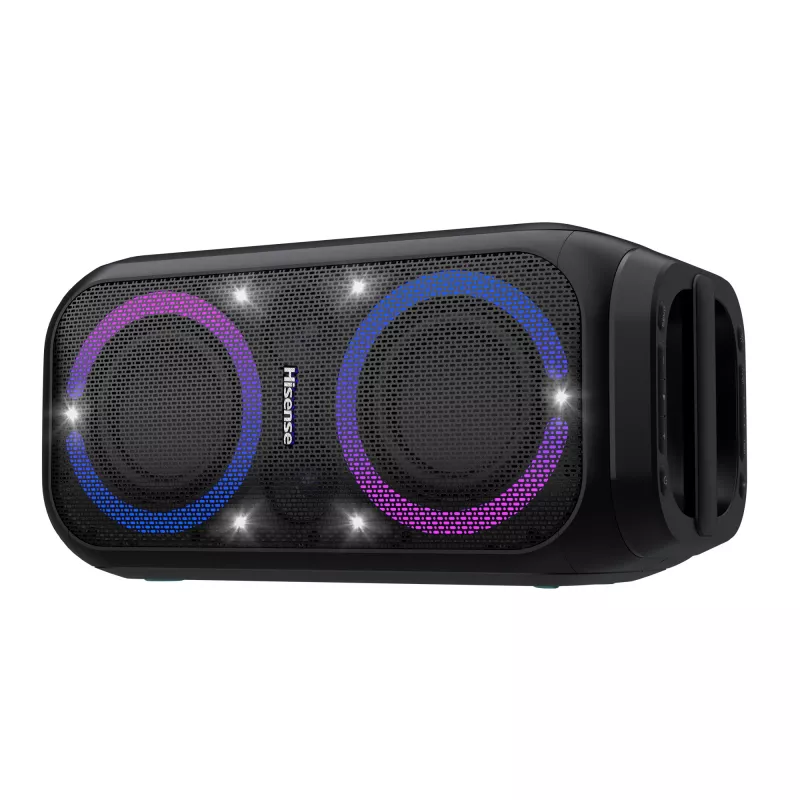 Przenośny głośnik imprezowy HISENSE Party Rocker 160 — 160 W RMS, 2.0 kanały, IPX4, czarny, 6,3 kg