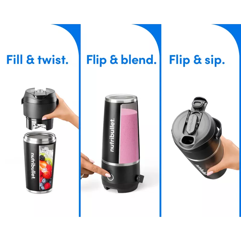 NutriBullet Flip 0.59 L przenośny blender 11 W czarny