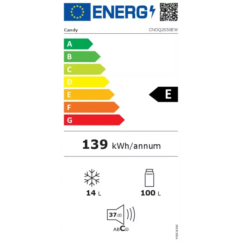 Lodówko-zamrażarka Candy CNOQ2S58EW wolnostojąca 114 l E biała