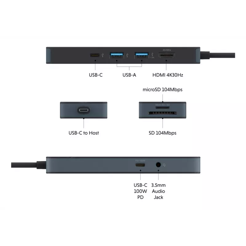 TARGUS Hyperdrive Flex 8 Port USB-c Hub (czarny)