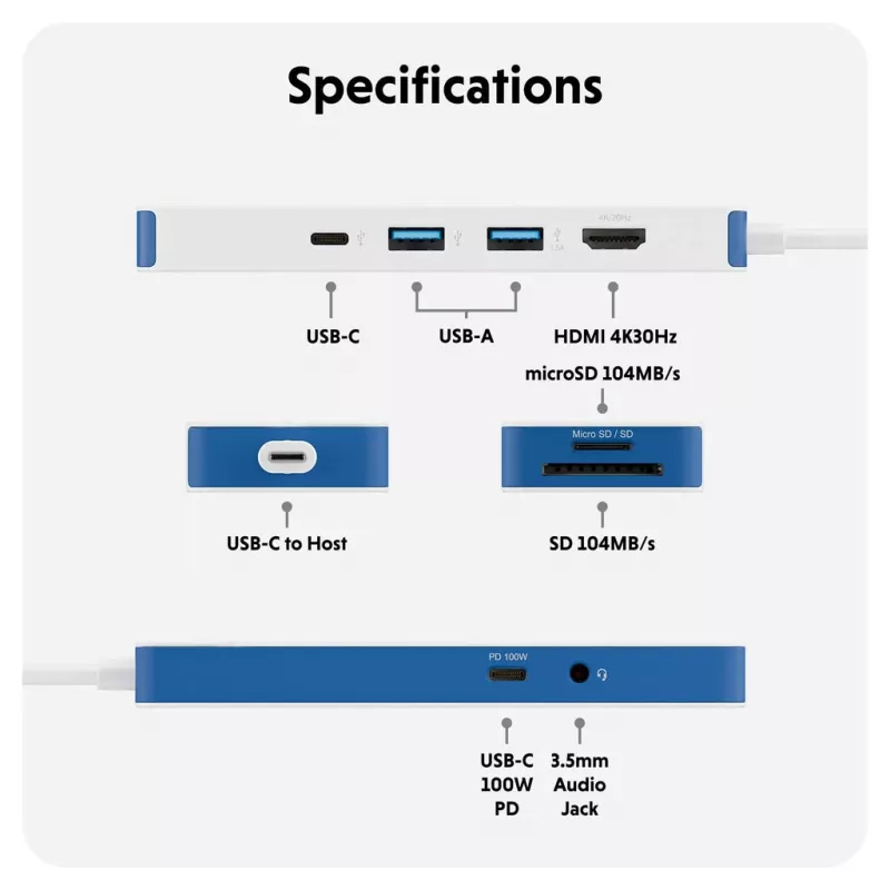 TARGUS Hyperdrive Flex 8 Port USB-C Hub (niebieski)