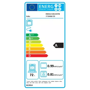 Wolnostojąca kuchenka Beko FBM62330GWDTN Elektryczna Gazowa Czarny Biały 72L A