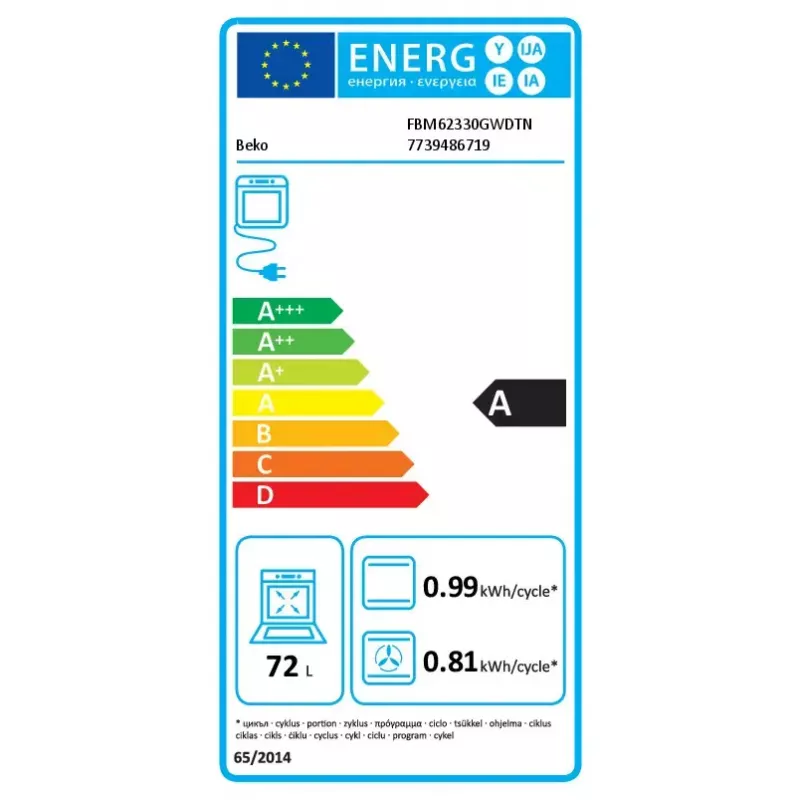 Wolnostojąca kuchenka Beko FBM62330GWDTN Elektryczna Gazowa Czarny Biały 72L A