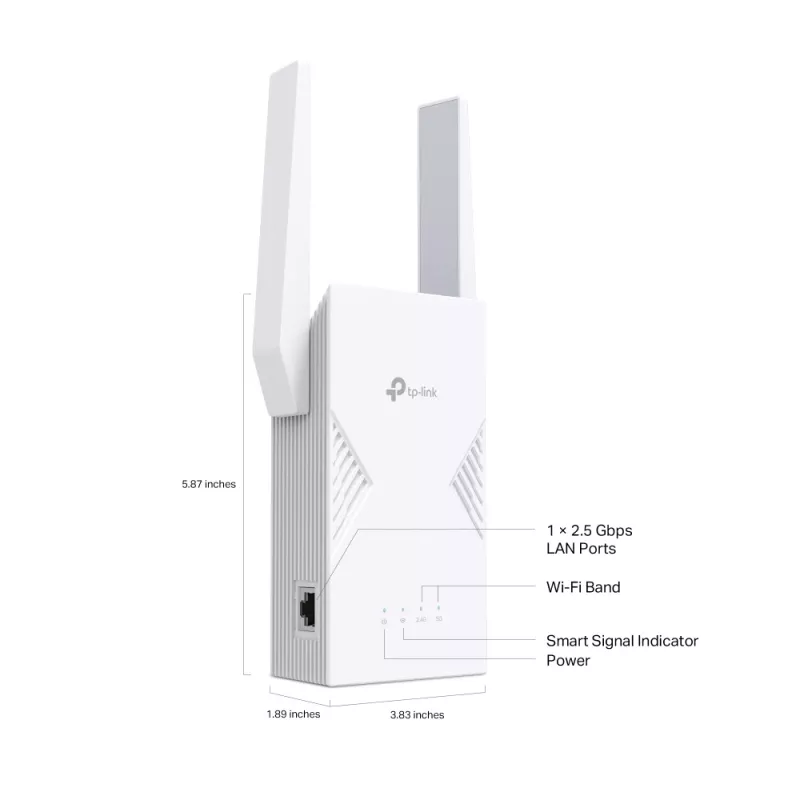 Nadajnik i odbiornik sieciowy TP‑LINK BE3600 2882 Mbit/s, dwuzakresowy 2,4/5 GHz, 1× RJ‑45, biały