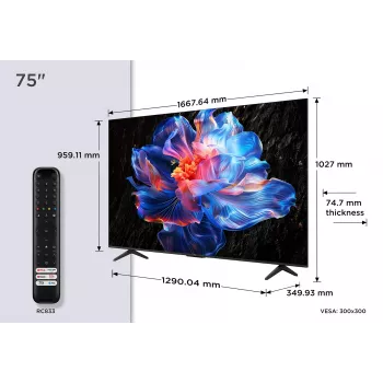 Telewizor TCL V6C 75V6C 190,5 cm (75 cali) 4K Ultra HD Smart TV Wi-Fi Metaliczny 330 cd/m²