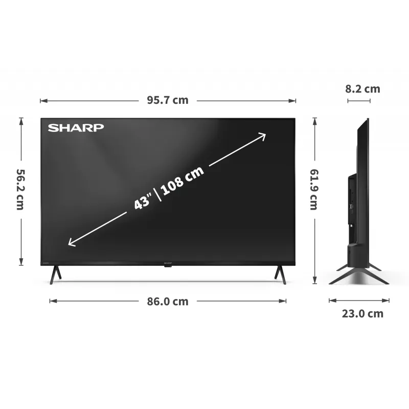 Sharp 43HP5265E Telewizor 109,2 cm (43 cale) 4K Ultra HD Smart TV Wi-Fi Czarny