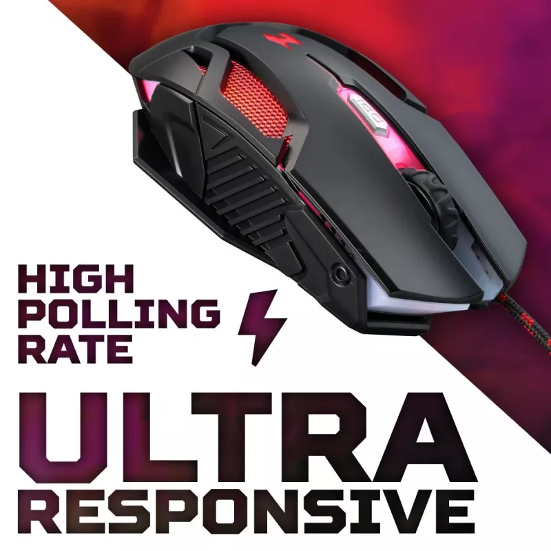 Mysz gamingowa Acer Nitro NMW200 — oburęczna, optyczna 7200 DPI, 7 przycisków, USB Type-A, czarna