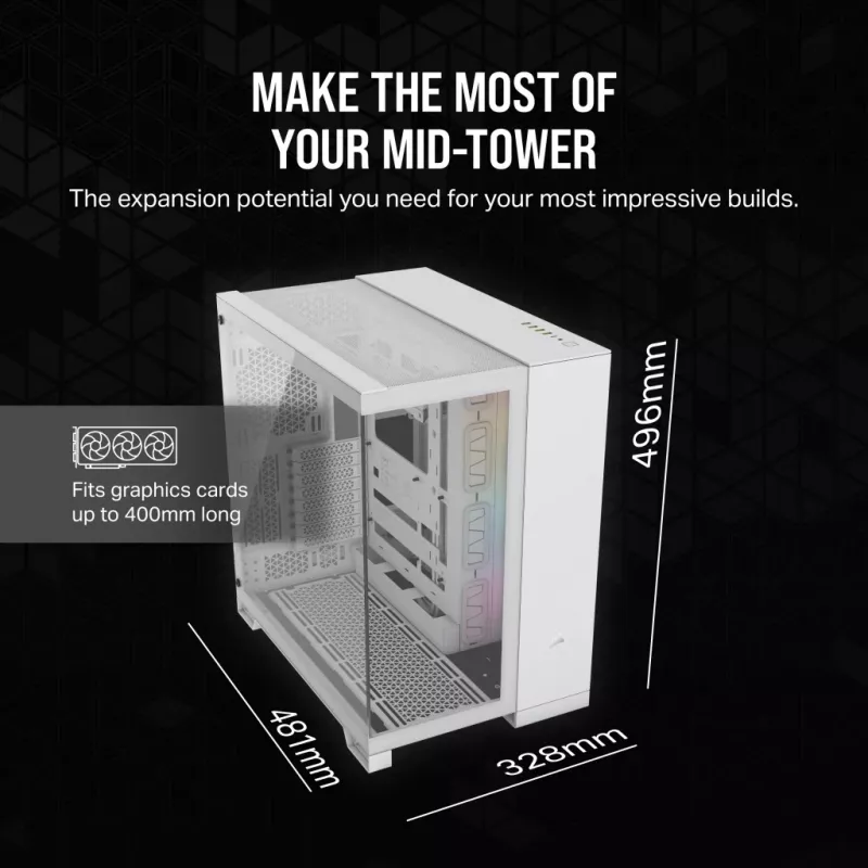 Obudowa komputera CORSAIR - Icue Link 6500x RGB Mid-tower Dual Chamber biała