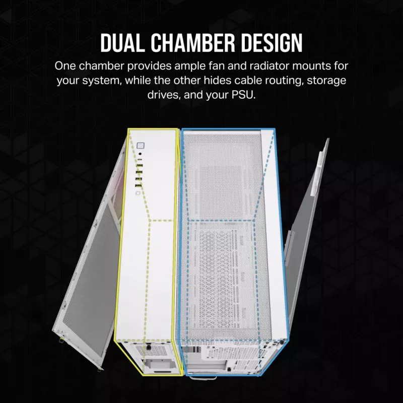Obudowa komputera CORSAIR - Icue Link 6500x RGB Mid-tower Dual Chamber biała