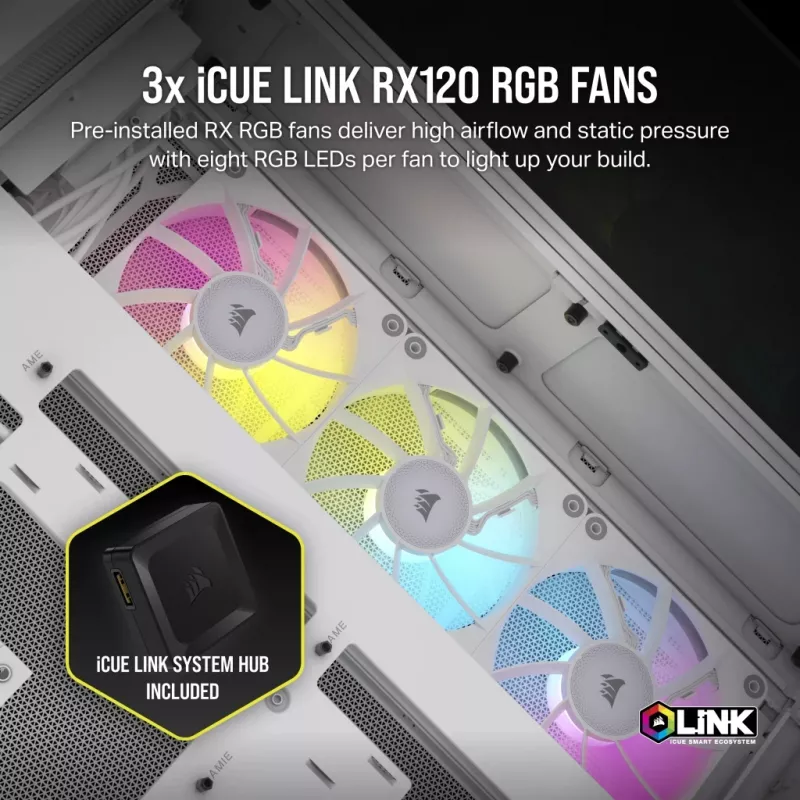 Obudowa komputera CORSAIR - Icue Link 6500x RGB Mid-tower Dual Chamber biała