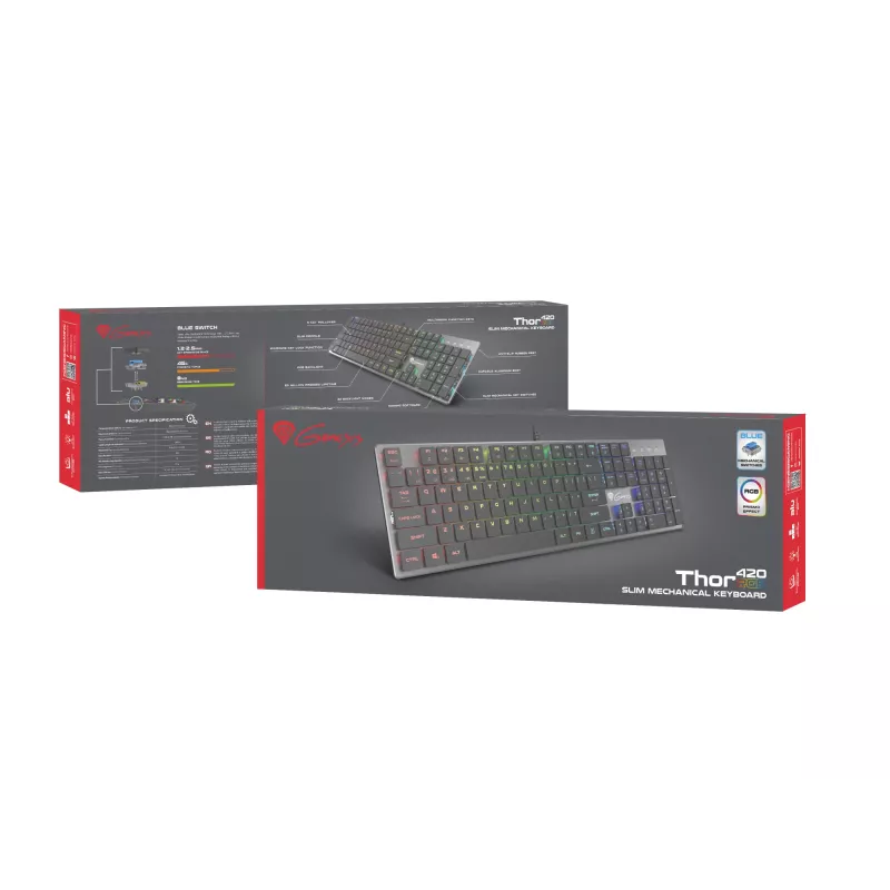 Klawiatura gamingowa GENESIS Thor 420 RGB USB QWERTY US International Srebrny