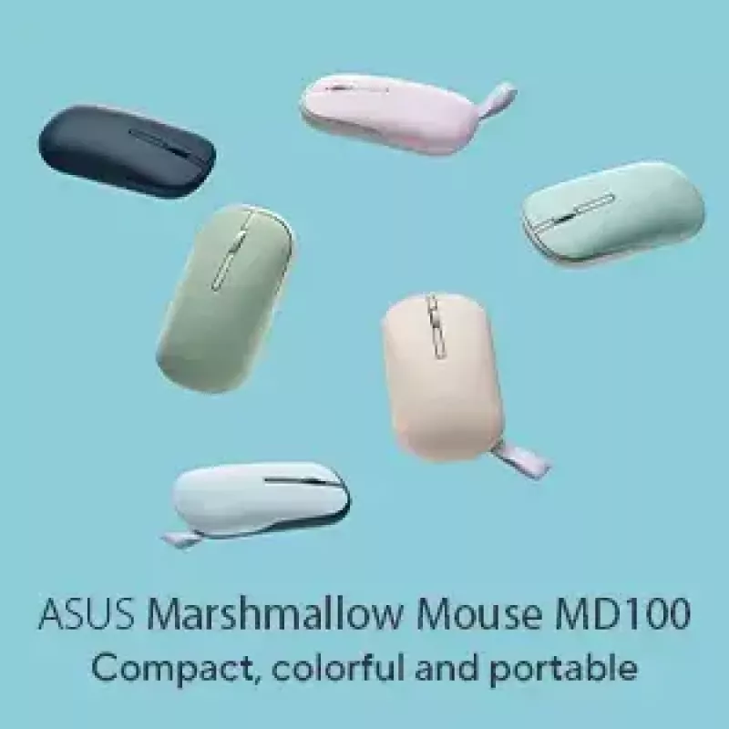 Mysz ASUS Marshmallow MD100 do biura, oburęczna, RF Wireless + Bluetooth, optyczna, 1600 DPI