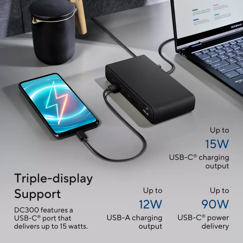 ASUS Triple Display USB-C Dock DC300 Docking USB 3.2 Gen 2 (3.1 Gen 2) Type-C Czarny