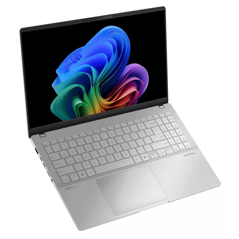 Laptop ASUS Vivobook S 15 S5507QA — Qualcomm Snapdragon X1E-78-100, 15,6 cala 3K, 32 GB RAM, 1 TB SSD, Windows 11 Home, Srebrny