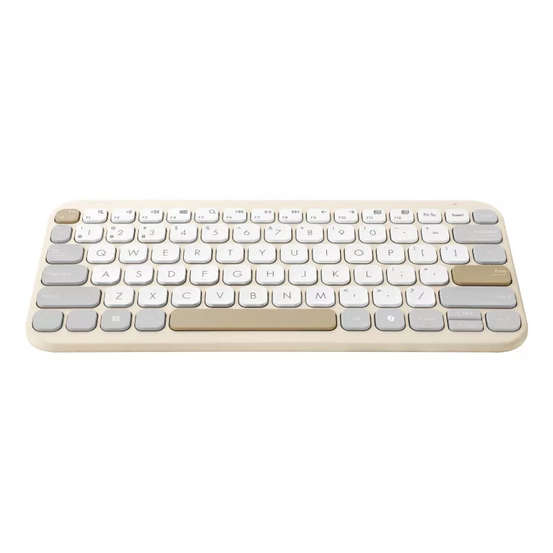 Bezprzewodowa klawiatura Bluetooth ASUS Marshmallow KW100 — układ US International, kolor Oat Milk