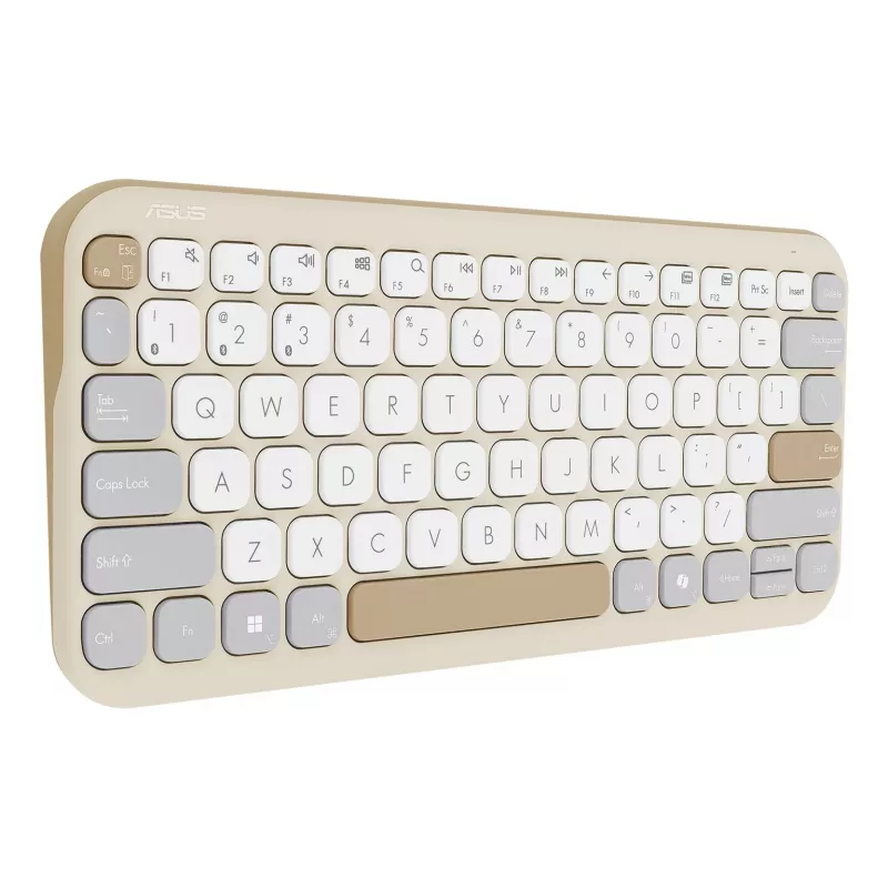 Bezprzewodowa klawiatura Bluetooth ASUS Marshmallow KW100 — układ US International, kolor Oat Milk