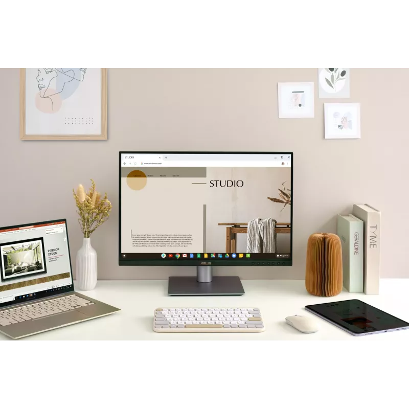 Bezprzewodowa klawiatura Bluetooth ASUS Marshmallow KW100 — układ US International, kolor Oat Milk