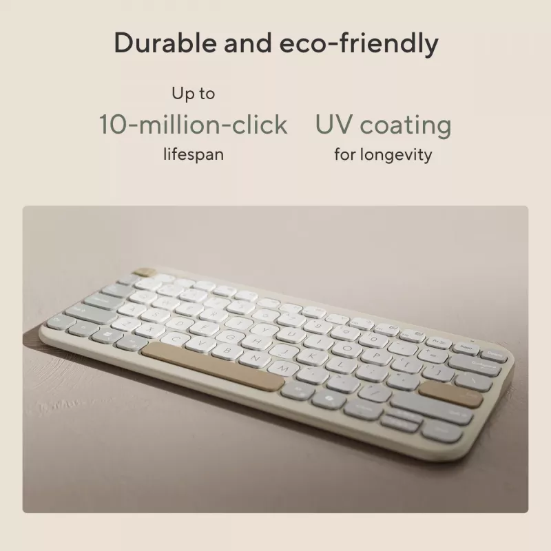 Bezprzewodowa klawiatura Bluetooth ASUS Marshmallow KW100 — układ US International, kolor Oat Milk