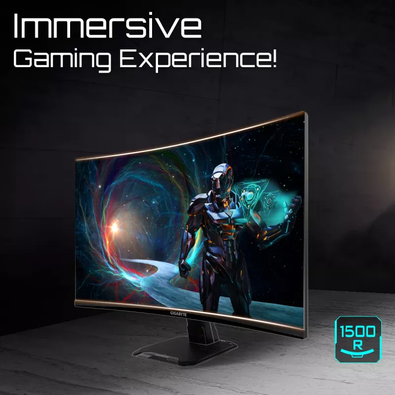 Monitor gamingowy GIGABYTE GS27QCA 27 cali QHD Curved – 2560 x 1440, 180 Hz, 1 ms, 250 cd/m², FreeSync, HDR Ready, HDMI 2.0, DisplayPort 1.4