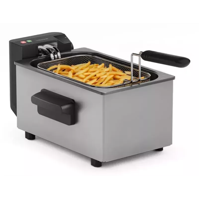 Frytkownice Tristar FR-9334 — jednokomorowa, pojemność 3 L, 2000 W, sterowanie obrotowe, srebrna