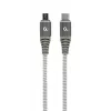GEMBIRD Premium bawełniany pleciony kabel USB Type-C do micro-USB do ładowania i transmisji danych, 1.5 m - szary