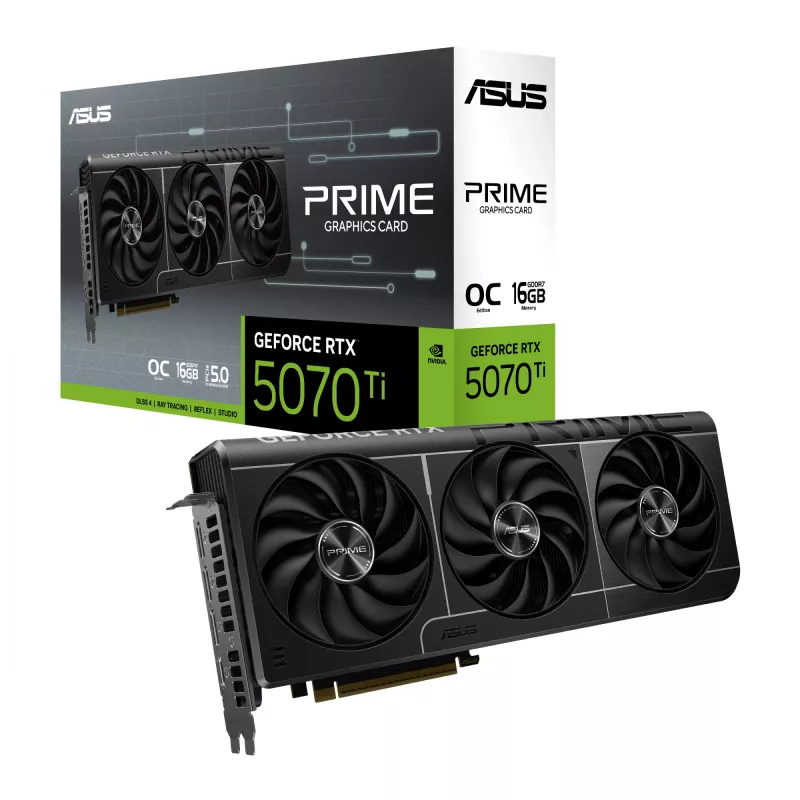 Karta graficzna ASUS GeForce RTX 5070 Ti — 16 GB GDDR7, 256-bit, PCIe 5.0, 3xDP/1xHDMI, 306 × 126 × 50 mm