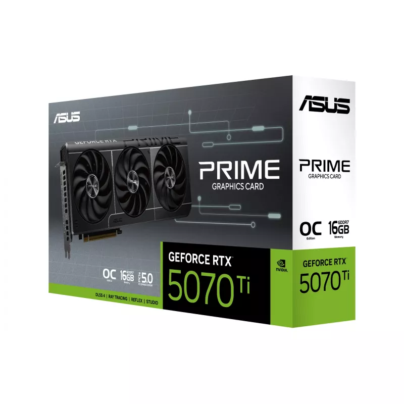 Karta graficzna ASUS GeForce RTX 5070 Ti — 16 GB GDDR7, 256-bit, PCIe 5.0, 3xDP/1xHDMI, 306 × 126 × 50 mm