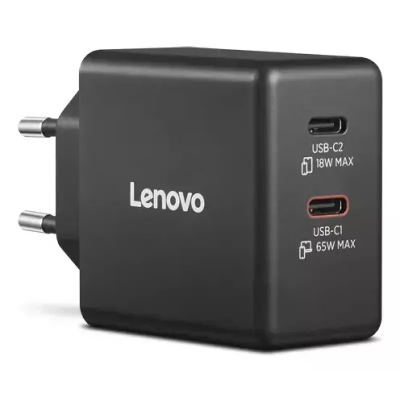 Ładowarka do urządzeń mobilnych Lenovo G0A6065BEU — Uniwersalna ładowarka sieciowa do użytku wewnętrznego, 2× USB-C, 100–240 V, kabel 1,5 m, czarna
