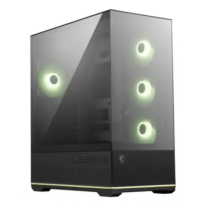 Obudowa PC MSI MAG PANO 110R PZ Midi Tower — szkło hartowane, ATX, 3 wentylatory przednie 120 mm, USB-C, obsługa chłodnic 360 mm