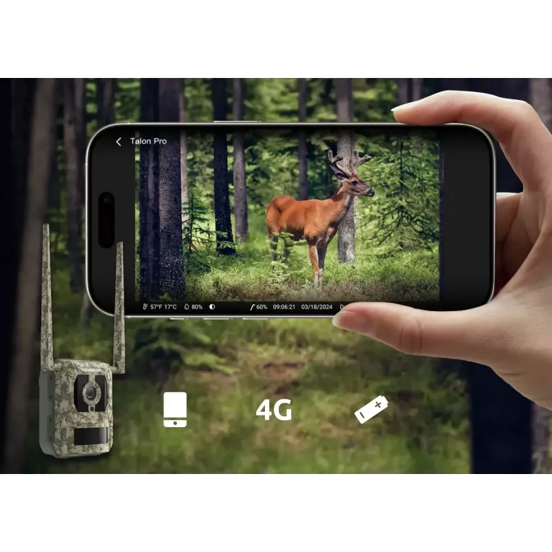 Kamera leśna Reolink Camovue Talon S130 4G LTE, 8 MP, 3840×2160, 95° H × 50,2° V, IP67, ładowanie USB‑C, zewnętrzna