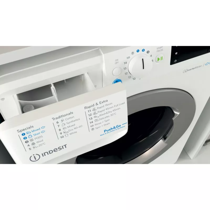 Indesit BDE 76435 WSV EE pralko-suszarka Ładowanie od przodu Wolnostojący Biały