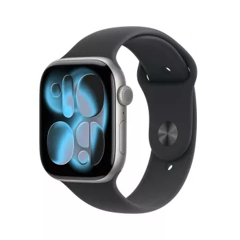 Apple Watch Series 11 GPS + Cellular 46mm Koperta Aluminiowa Kosmiczna Szarość z Czarnym Paskiem Sportowym - M/L