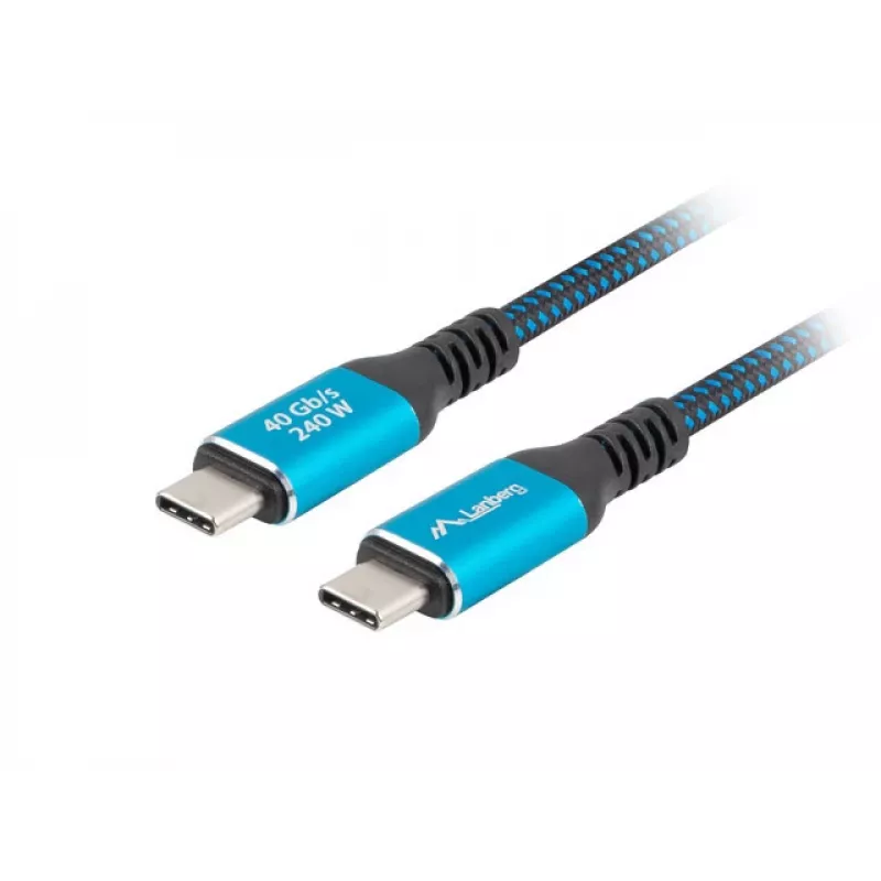 Kabel USB-C LANBERG CA-CMCM-44CU-0005-BK 0,5 m — USB4 Gen 2x2, 40 Gbit/s, 240 W, czarny