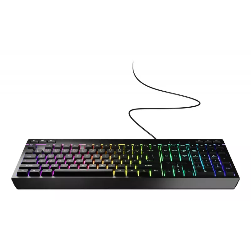 Przewodowa klawiatura gamingowa pełnowymiarowa Genesis Rhod 530, USB, QWERTY US, membranowa, podświetlenie RGB, 114 klawiszy, kabel 1,8 m, czarna