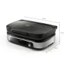 Elektryczna patelnia grillowa Philips HD6212/90 2400 W, grill wolnostojący z 2 strefami, powierzchnia aluminiowa 1250 cm², maks. 220°C