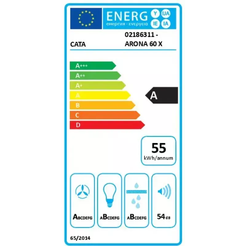 Zabudowany okap CATA ARONA 60 srebrny 766 m³/h Touch Control