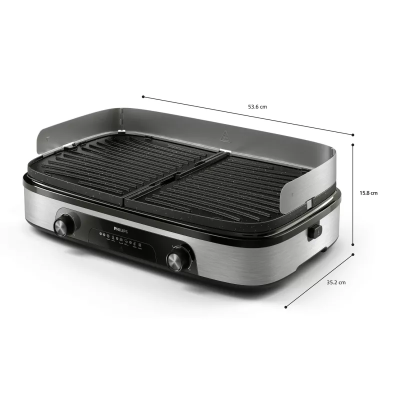 Grill elektryczny Philips HD6222/90 2400 W Czarny Stal nierdzewna