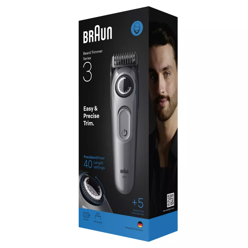 Braun BeardTrimmer 3 80789789 trymer do brody AC/Zasilanie bateryjne 20 2 cm Czarny