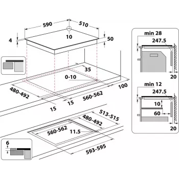 Indesit IB 65B60 NE Czarna Płyta indukcyjna do zabudowy 59 cm 4 strefy