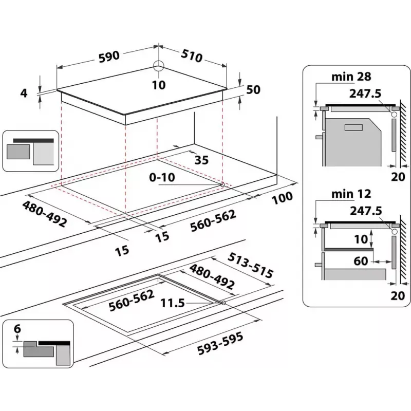 Indesit IB 65B60 NE Czarna Płyta indukcyjna do zabudowy 59 cm 4 strefy