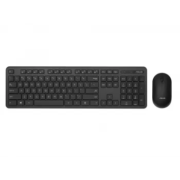Bezprzewodowy zestaw klawiatury i myszy ASUS CW100 — układ US, czarny, pełnowymiarowa klawiatura QWERTY, mysz 1600 DPI