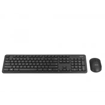 Bezprzewodowy zestaw klawiatury i myszy ASUS CW100 — układ US, czarny, pełnowymiarowa klawiatura QWERTY, mysz 1600 DPI