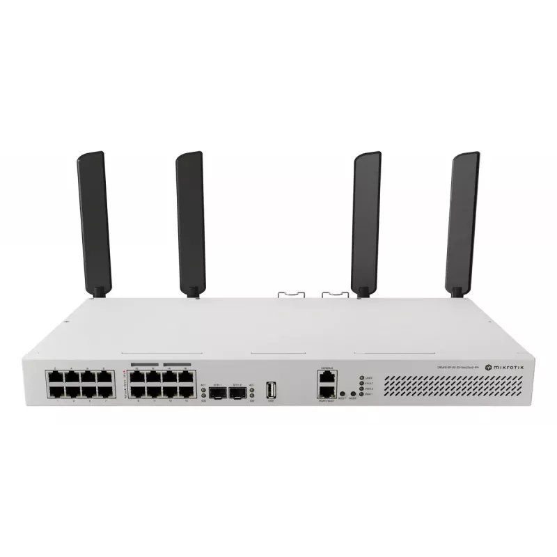 Przełącznik sieciowy MikroTik CRS418-8P-8G-2S+5axQ2axQ-RM — L2/L3, 17× Gigabit RJ-45, 2× SFP+, PoE (802.3af/at), 1U rack