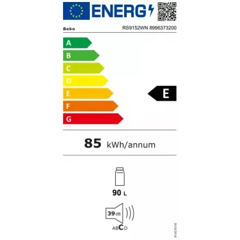 Lodówka wolnostojąca BEKO RS9152WN, pojemność 200 l, wysokość 84 cm, klasa energetyczna E, biały