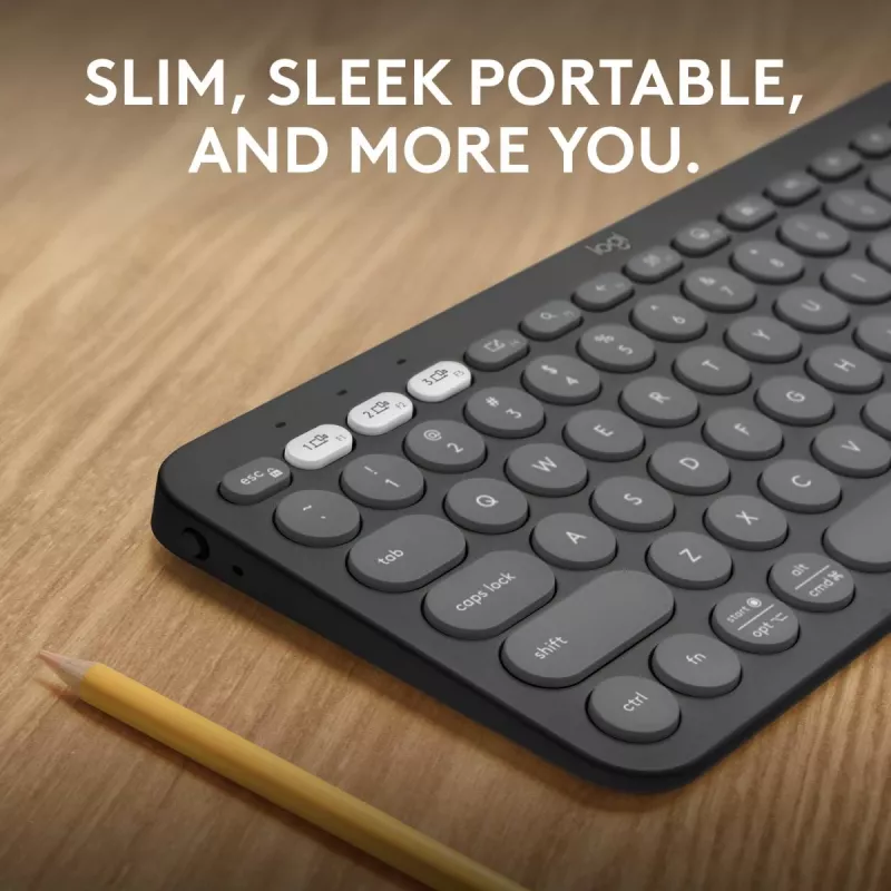 Logitech Pebble Keys 2 K380s klawiatura Universal RF Wireless + Bluetooth QWERTY US International Graphite