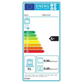 Piekarnik do zabudowy Bosch HBG517CS4 71 l pojemności klasa energetyczna A+ czarny