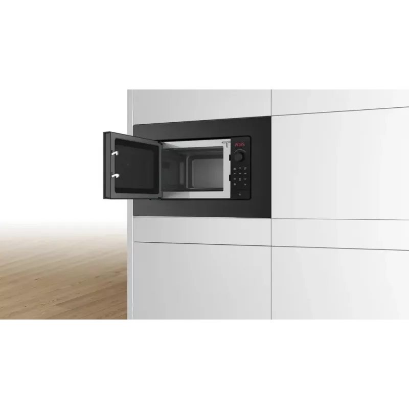 Kuchenka mikrofalowa do zabudowy solo Bosch Serie 2 BFL623MB4 20 l 800 W Wyświetlacz LED Sterowanie pokrętłem Czarny