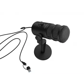 Przewodowy mikrofon PC GENESIS Radium 350D — USB Type-A/Type-C, czułość -48 dB, 16–14000 Hz, kabel 2,5 m, czarny