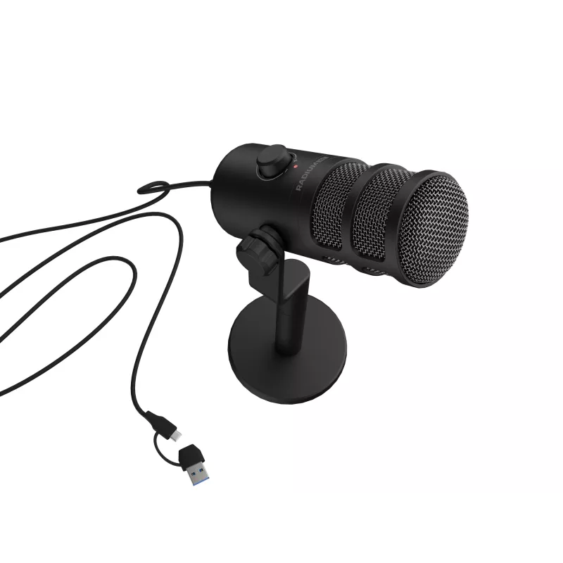 Przewodowy mikrofon PC GENESIS Radium 350D — USB Type-A/Type-C, czułość -48 dB, 16–14000 Hz, kabel 2,5 m, czarny