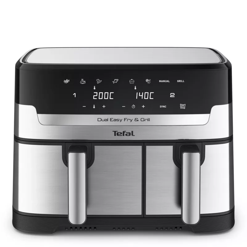 Tefal Dual Easy Fry & Grill EY905D podwójna 8,3 l wolnostojąca 2700 W frytkownica beztłuszczowa stal nierdzewna